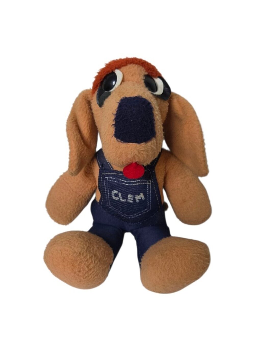 Vintage 1974 Animal Fair Clem Dog Plush 16" Blue Overalls